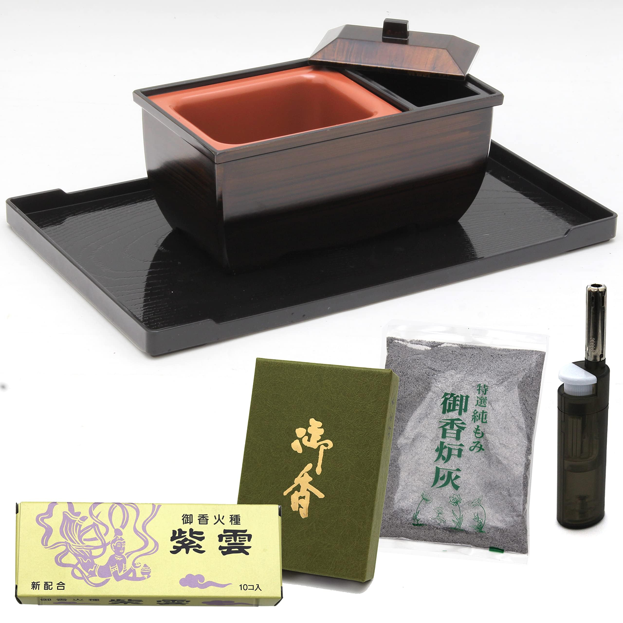 Amazon｜創業300余年 幽玄な香り すぐに使える 焼香 6点セット 幅15cm